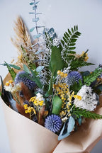Amber and Blue Dried Floral Arrangement
